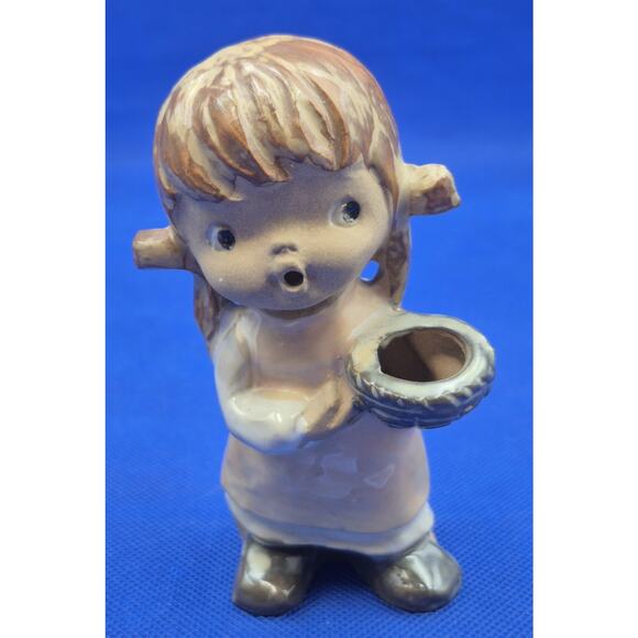 1960s UCTCI Japan Ceramic Boy w/Hat Girl w/Basket Figurines 4.5" YK - Picture 4 of 8